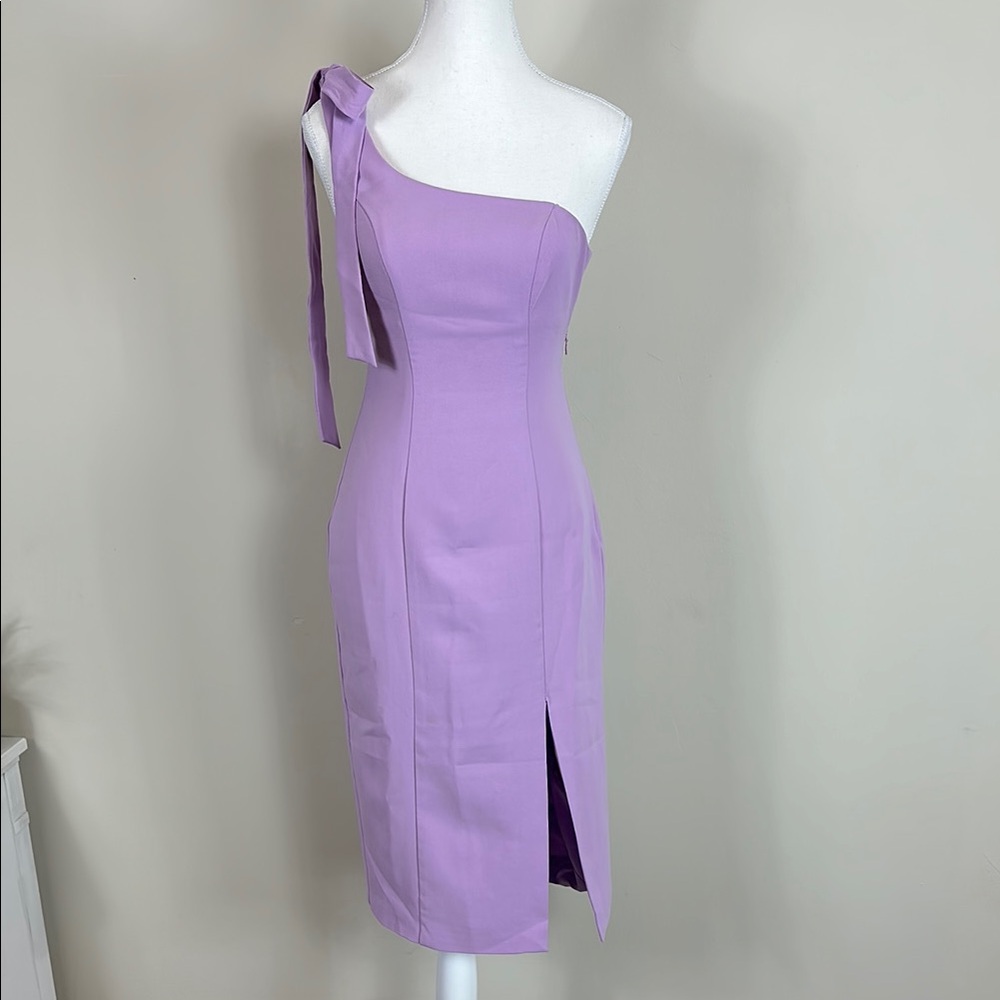 WHITE FOX Lilac One-Shoulder Bow Dress Size‎ XS